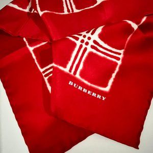 Authentic Burberry red and white silk scarf